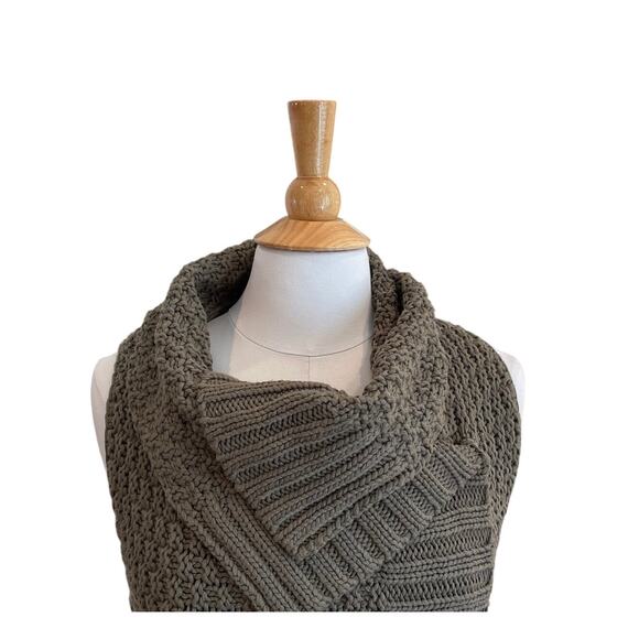 Chico's Olive Green Open Chunky Knit Sweater Vest, Cotton Blend, Size M - Picture 2 of 12